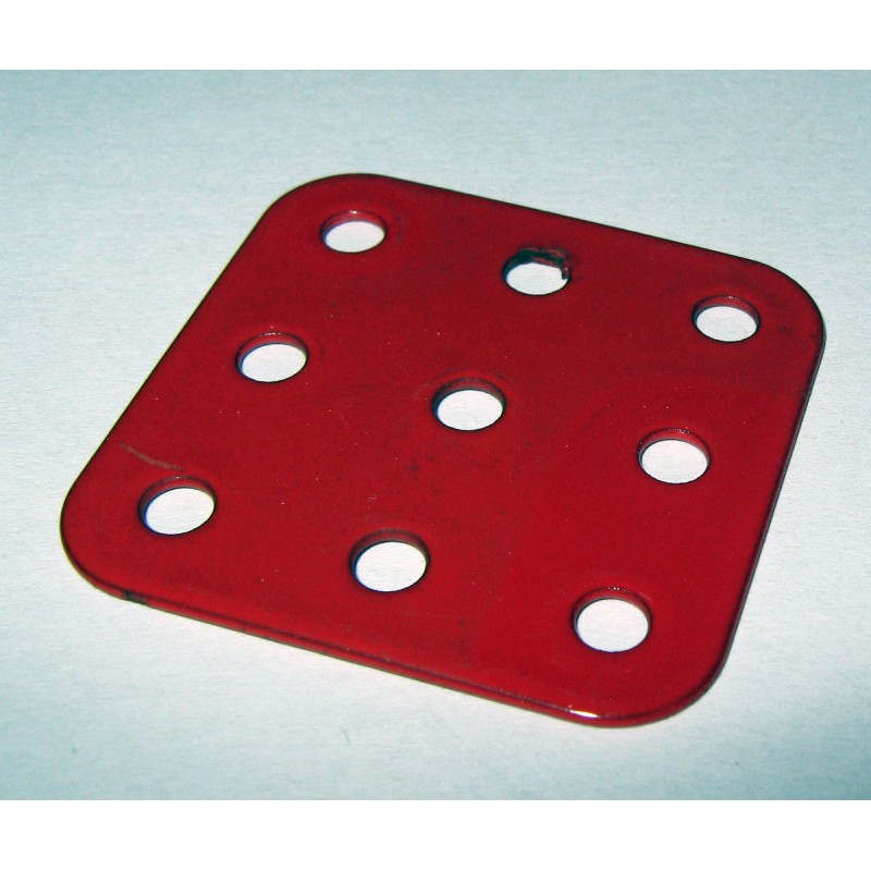 Plaque Meccano rigide 3 x 3 trous rouge