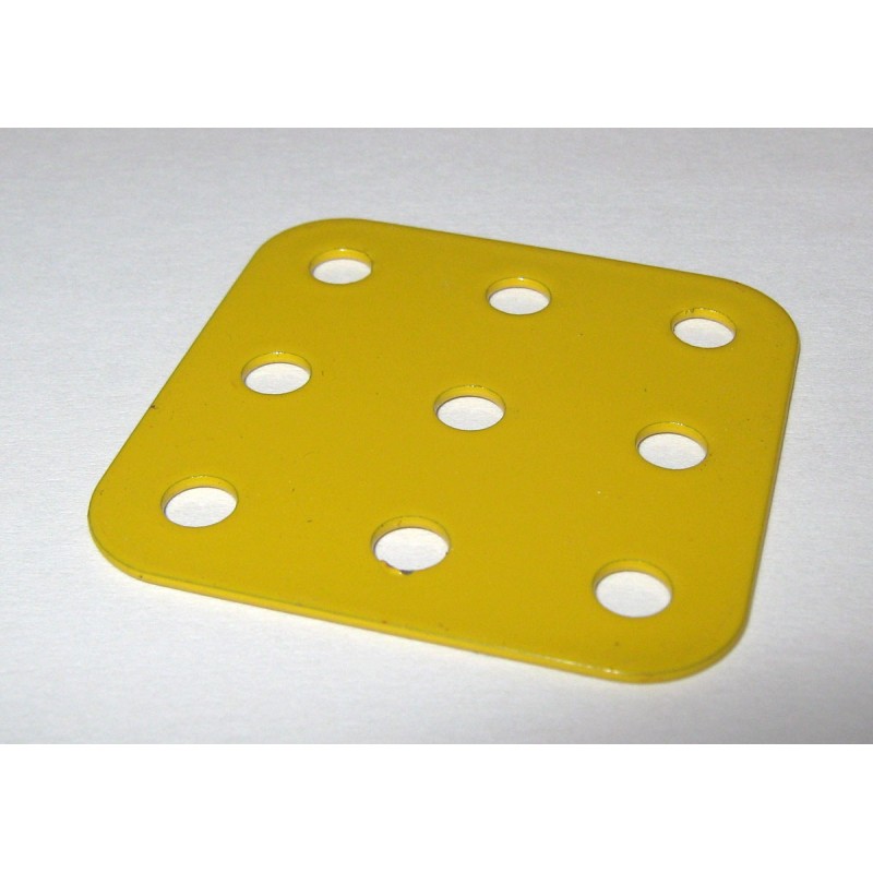 Plaque Meccano rigide 3 x 3 trous jaune