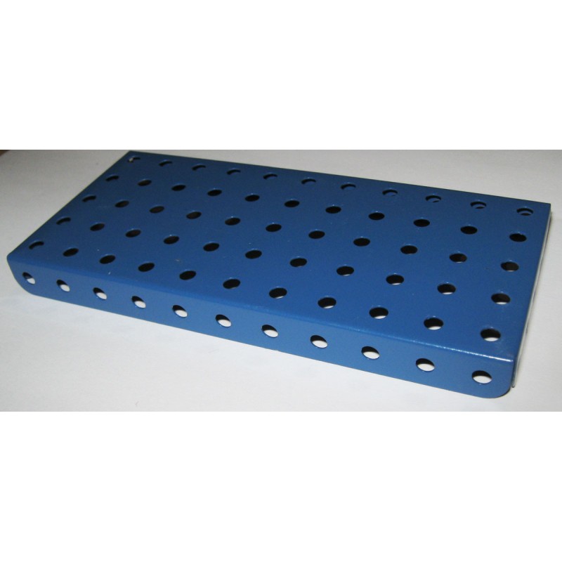 Plaque à rebords Meccano 11x5 trous bleue