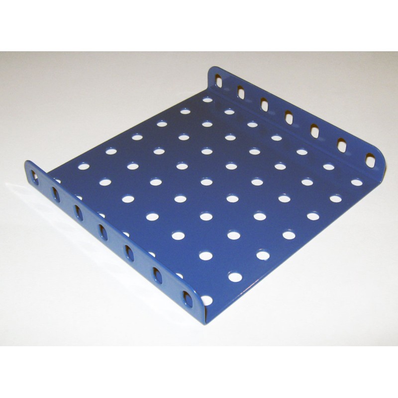 Plaque à rebords Meccano 7 x 7 trous bleue