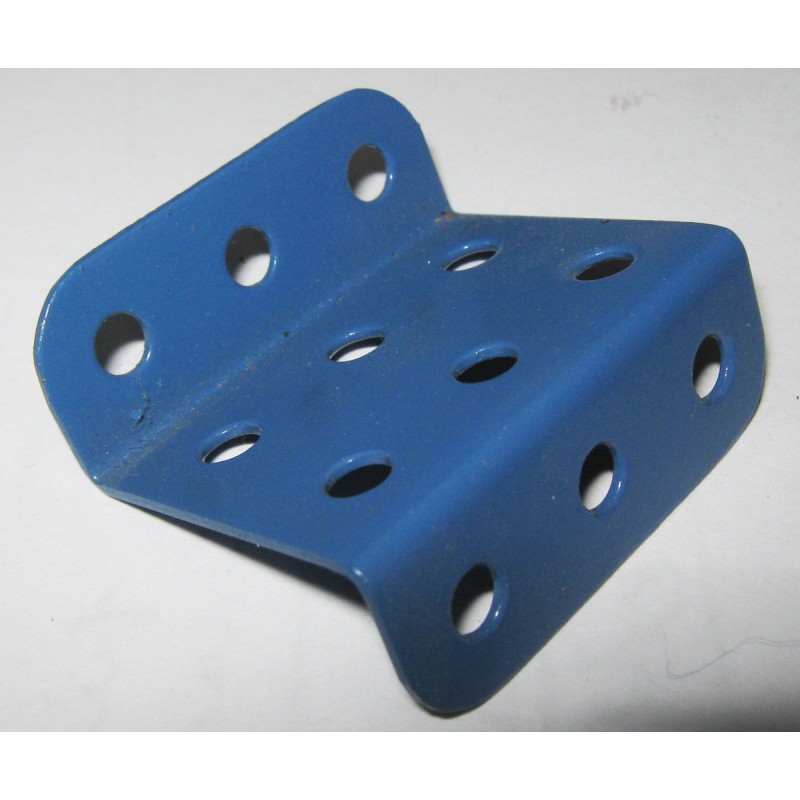 Equerre renversée Meccano 1 x 2 x 1, 3 trous bleue