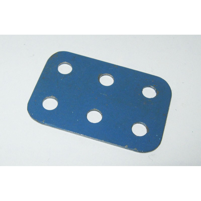 Plaque Meccano sans rebord 2x3 trous bleue