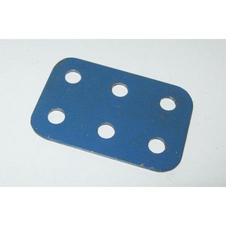 Plaque Meccano sans rebord 2x3 trous bleue