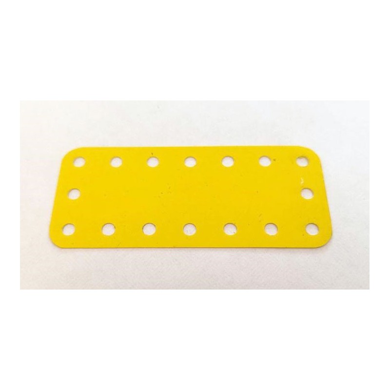 Plaque Meccano plastique 7x3 trous jaune