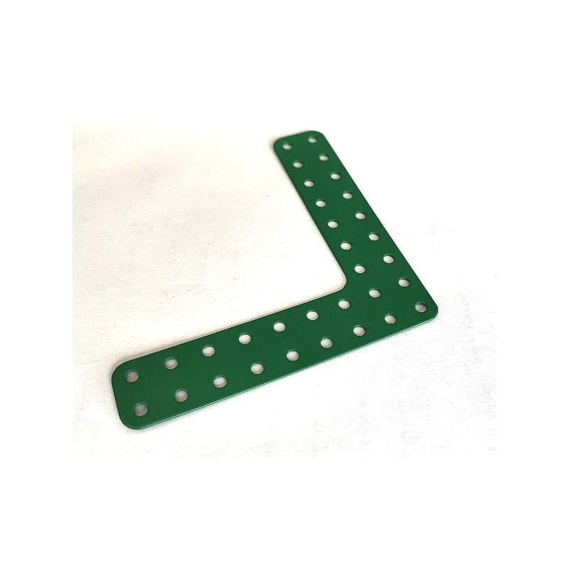 Equerre plate double verte, 9x9 trous, compatible Meccano
