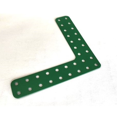 Equerre plate double verte, 9x9 trous, compatible Meccano