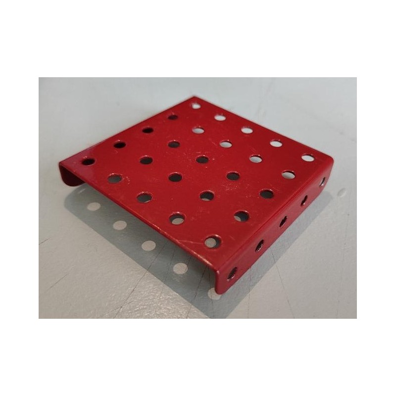 Plaque à rebord Meccano 5 x 5 trous rouge