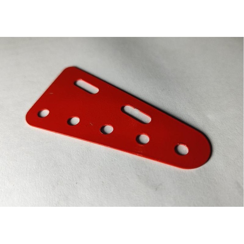 Plaque triangulaire rigide Meccano 2 trous oblongs, rouge