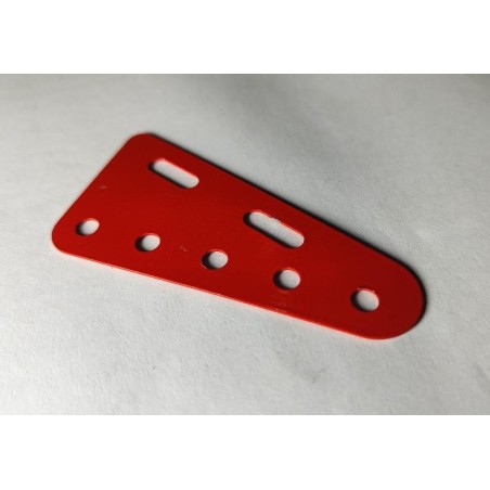 Plaque triangulaire rigide Meccano 2 trous oblongs, rouge