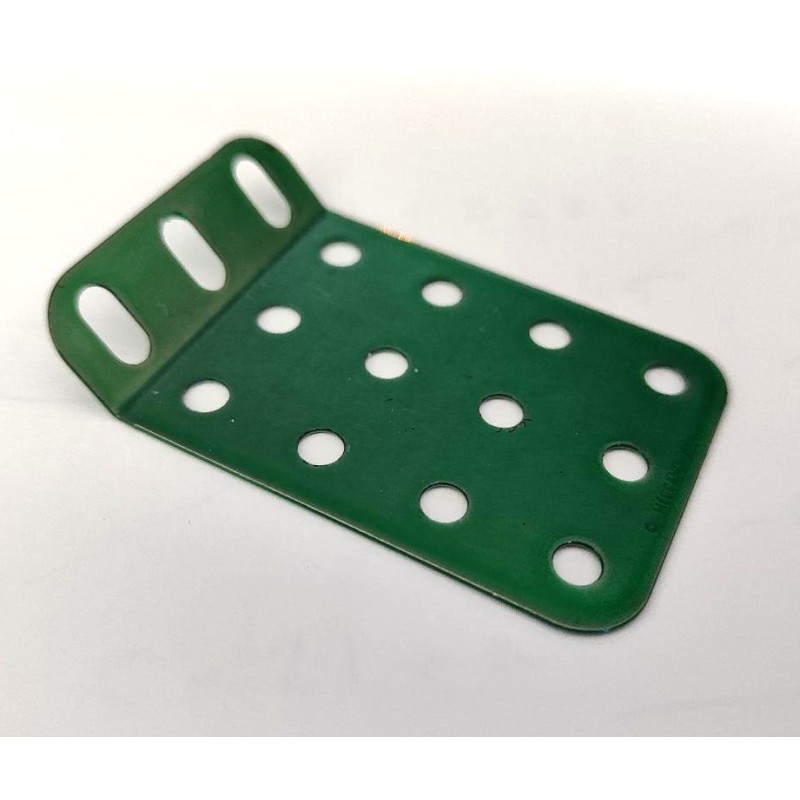 Plaque rigide Meccano 5 x 3 trous à 135° vert nacré