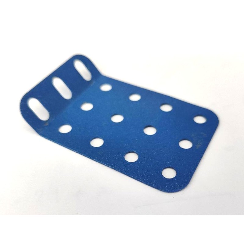 Plaque rigide Meccano 5 x 3 trous à 135° bleu pailleté
