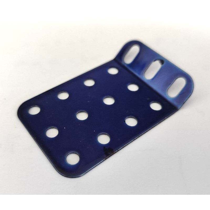 Plaque rigide Meccano 5 x 3 trous à 135° bleu nacré