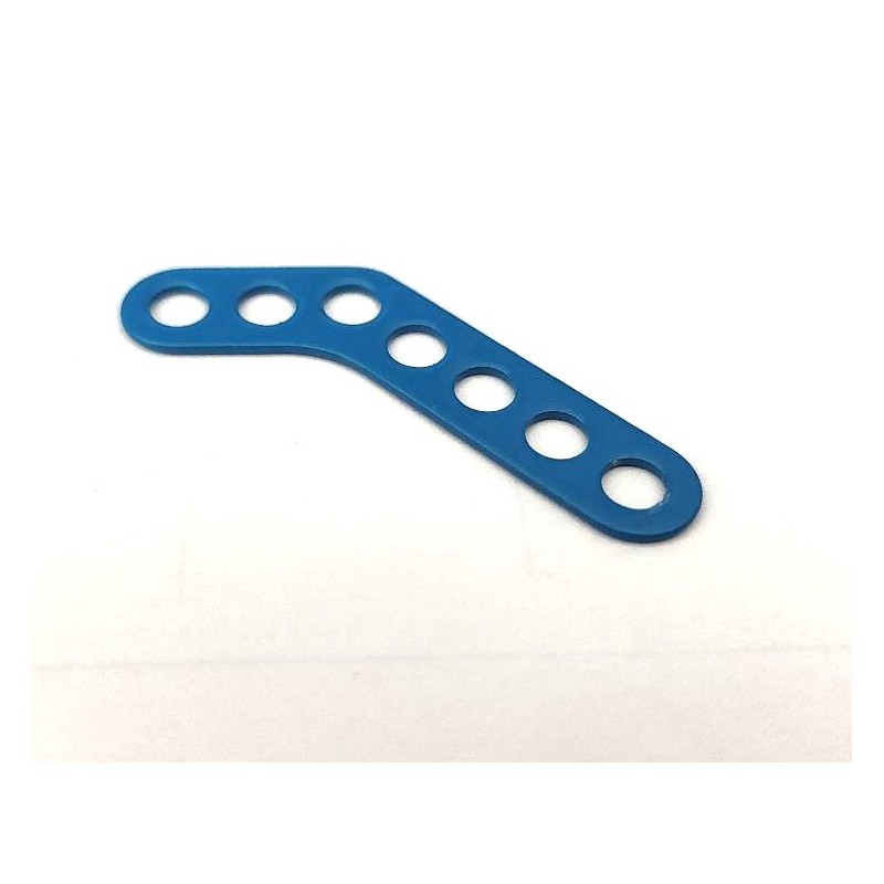 Gousset étroit double perforation, Meccano 135° 7 trous bleu
