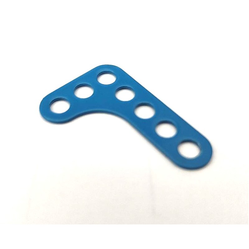 Gousset étroit double perforation, Meccano 7 trous bleu
