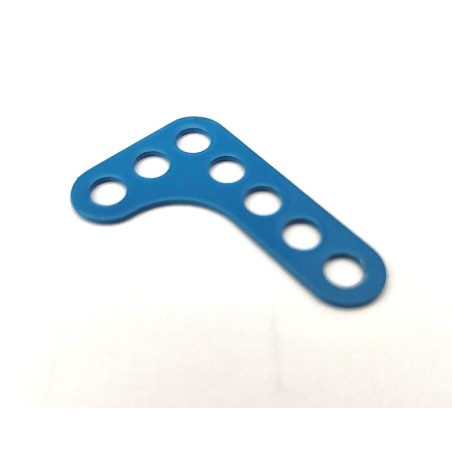 Gousset étroit double perforation, Meccano 7 trous bleu