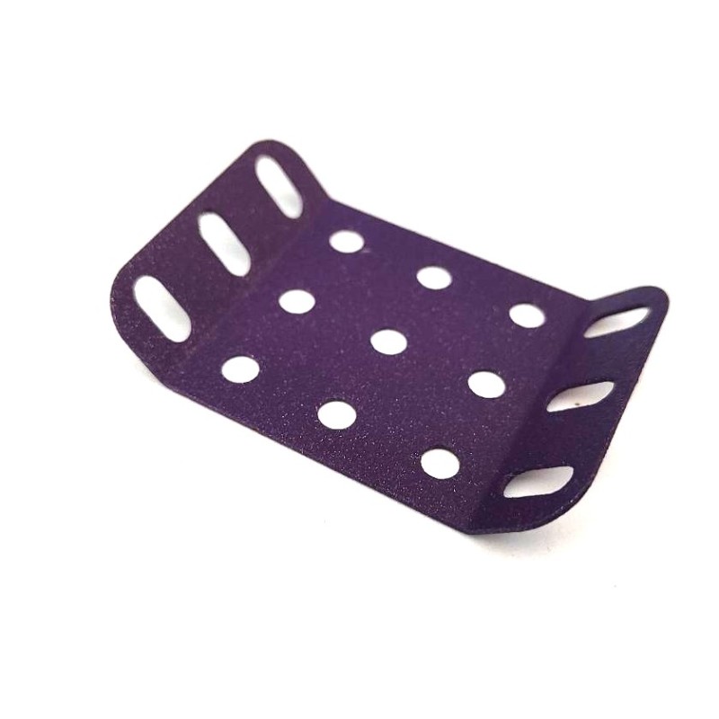 Plaque rigide Meccano 5 x 3 trous à 135° violet pailleté