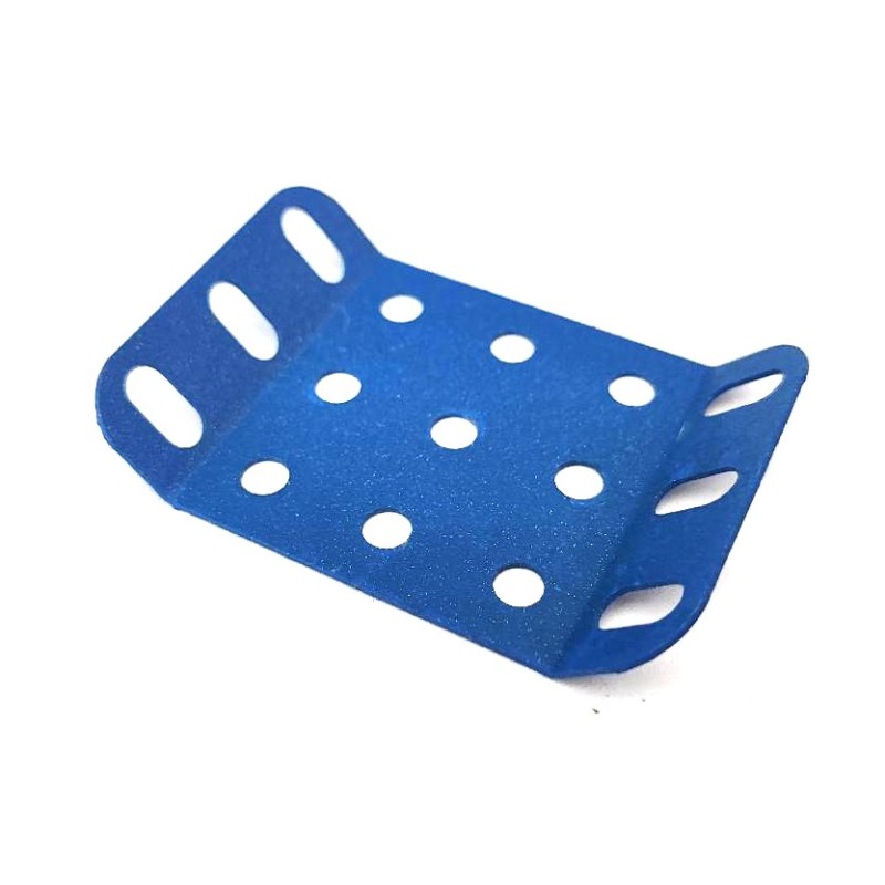 Plaque rigide Meccano 5 x 3 trous à 135° bleu pailleté