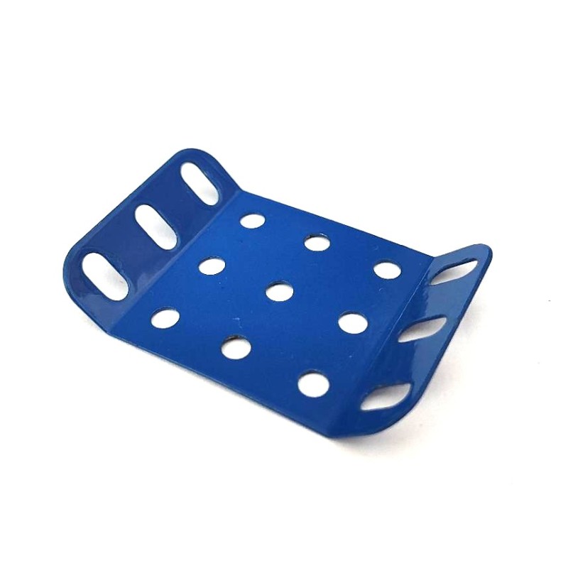 Plaque rigide Meccano 5 x 3 trous à 135° bleu