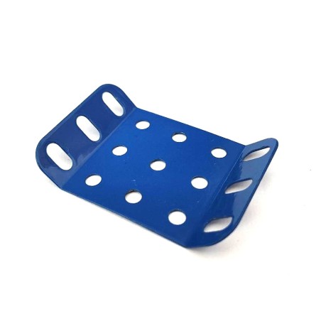 Plaque rigide Meccano 5 x 3 trous à 135° bleu