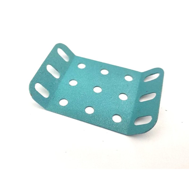 Plaque rigide Meccano 5 x 3 trous à 135° bleu clair pailleté