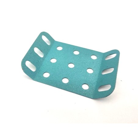 Plaque rigide Meccano 5 x 3 trous à 135° bleu clair pailleté