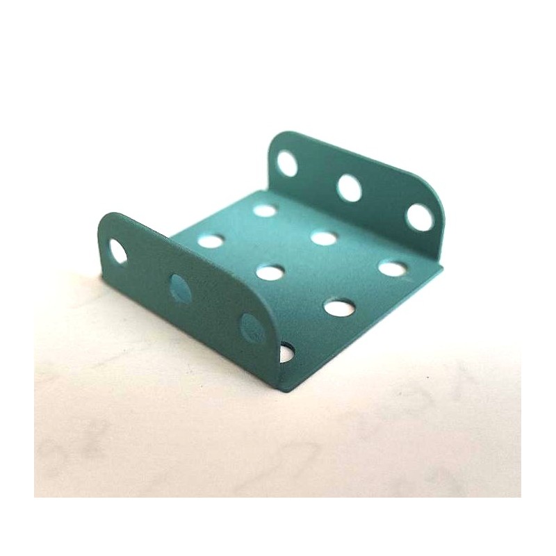 Plaque à rebords Meccano 3 x 3 trous bleu pailleté