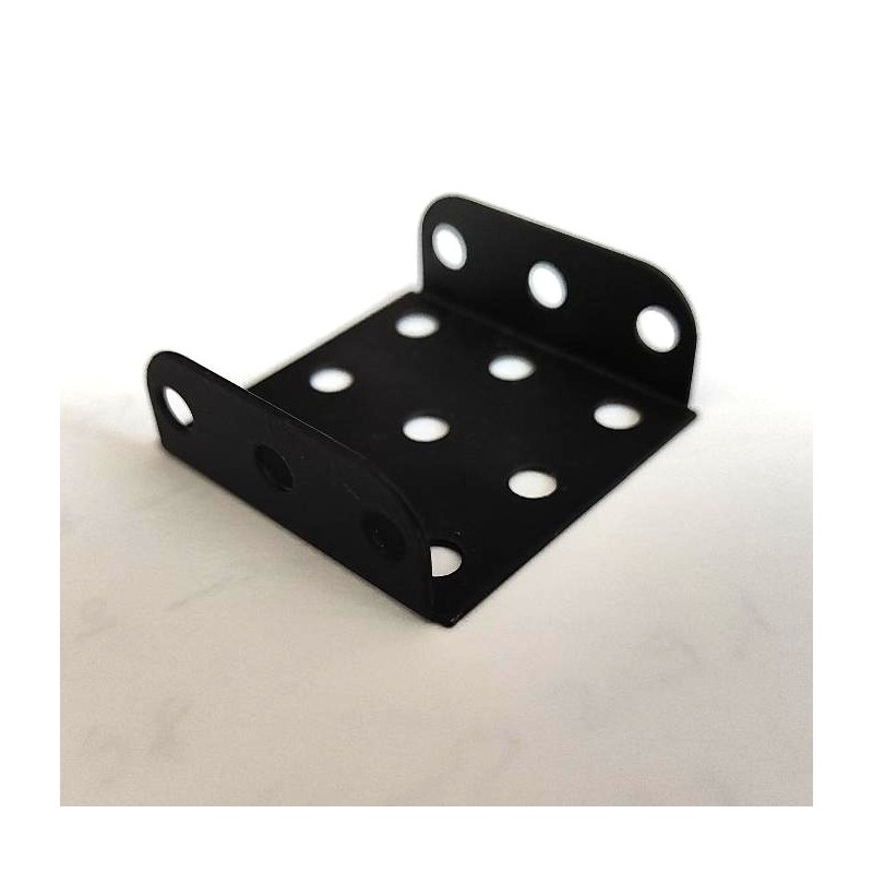 Plaque à rebords Meccano 3 x 3 trous noir mat