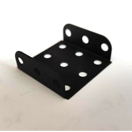Plaque à rebords Meccano 3 x 3 trous noir mat