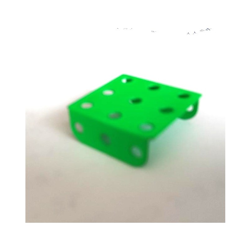Plaque à rebords Meccano 3 x 3 trous vert brillant