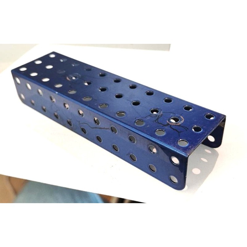 Profil en U Meccano, 11 trous, bleu métallisé