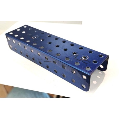 Profil en U Meccano, 11 trous, bleu métallisé