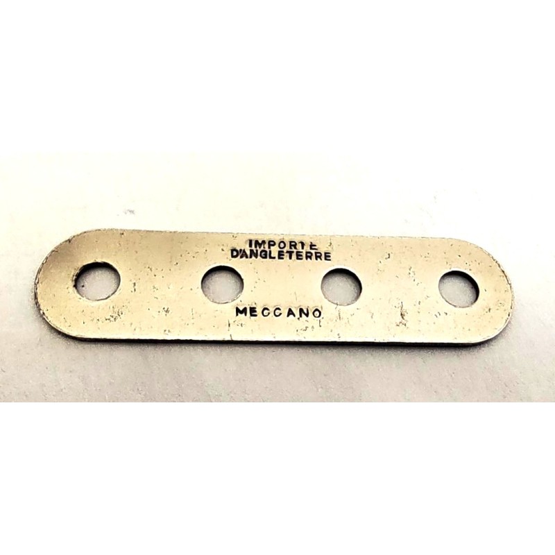Bande nickelée de 4 trous Meccano "Importé d'Angleterre"