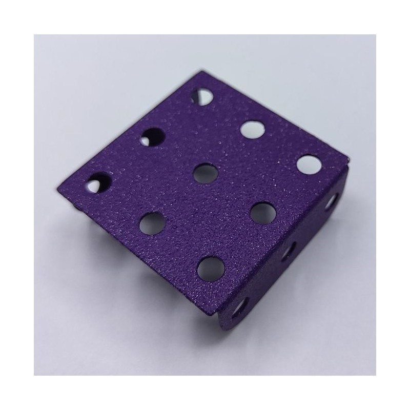 Plaque à rebords Meccano 3 x 3 trous violet pailleté