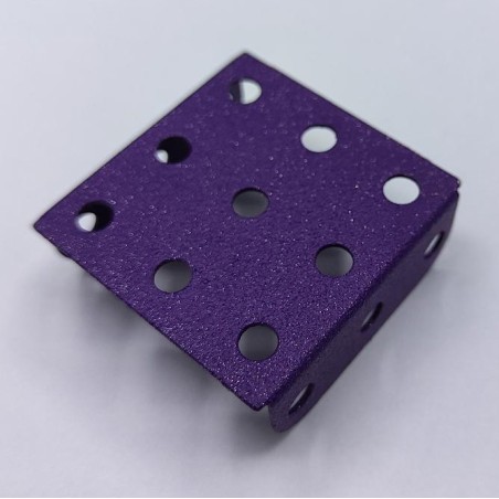 Plaque à rebords Meccano 3 x 3 trous violet pailleté