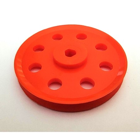Poulie Meccano de 38 mm plastique orange 3 pans