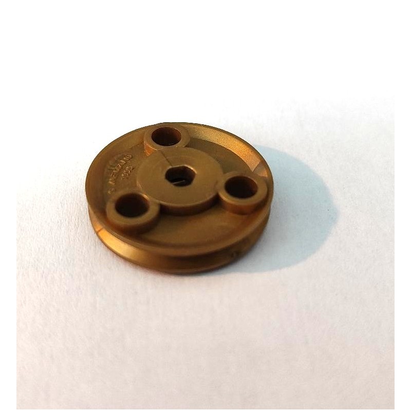 Poulie Meccano plastique 25 mm à trous cuivre sans moyeu 3 pans