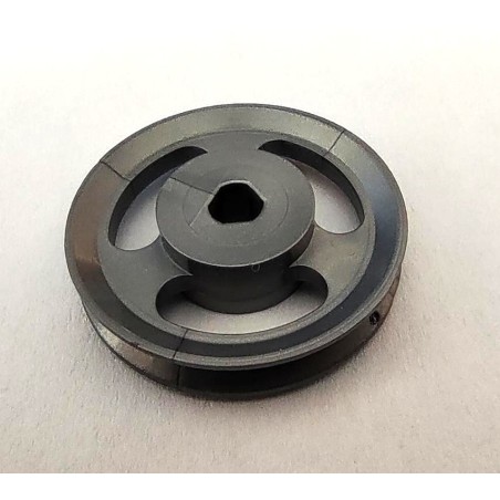 Poulie Meccano plastique 25 mm grise ajourée sans moyeu 3 pans