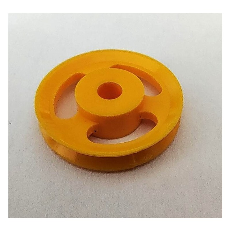 Poulie Meccano plastique 25 mm orange transparent ajourée sans moyeu