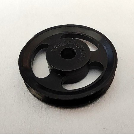 Poulie Meccano plastique 25 mm noire ajourée sans moyeu