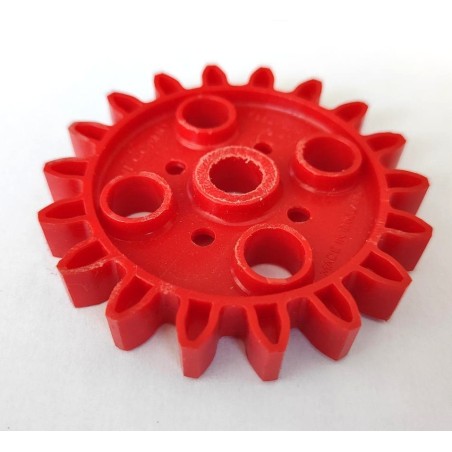 Roue dentée plastique Meccano rouge 18 dents
