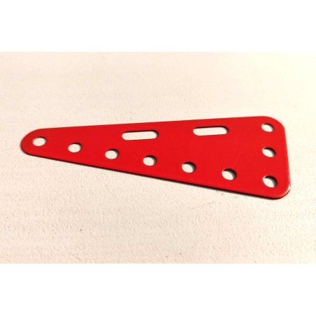 Plaque flexible triangulaire Meccano 7 x 3 trous rouge clair