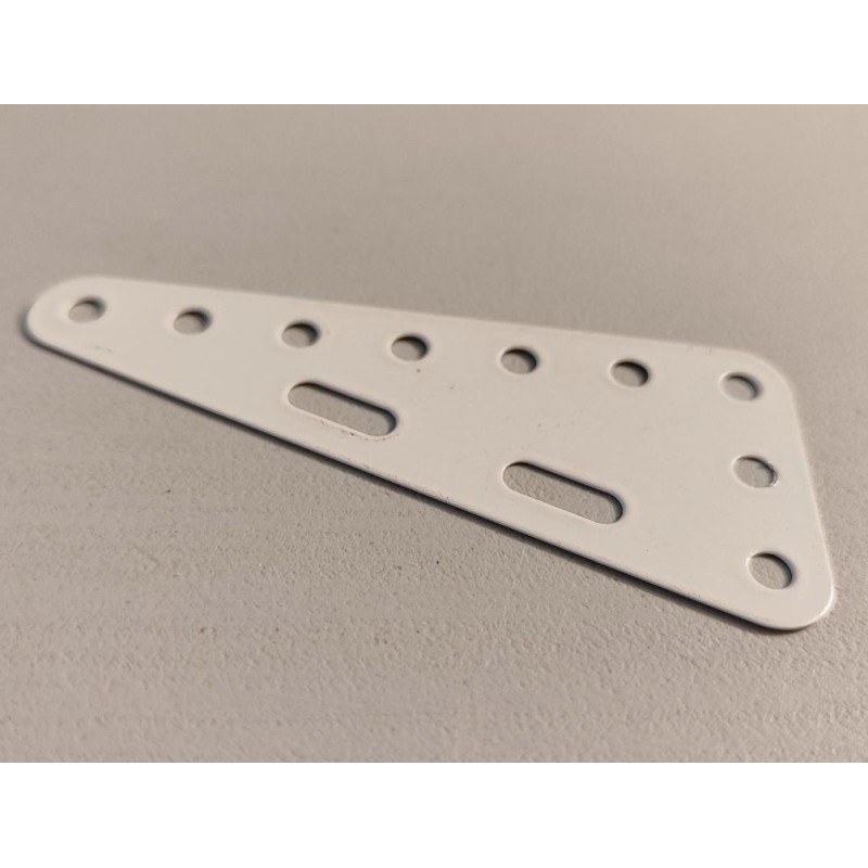 Plaque flexible triangulaire Meccano 7 x 3 trous blanc laiteux