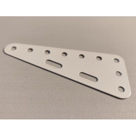 Plaque flexible triangulaire Meccano 7 x 3 trous blanc laiteux