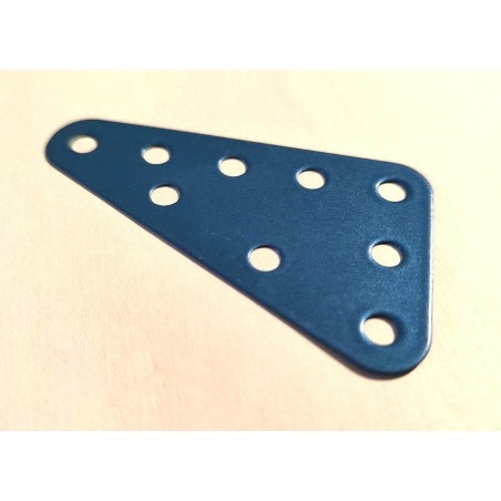 Plaque flexible triangulaire Meccano 5x3 trous bleu pétrole