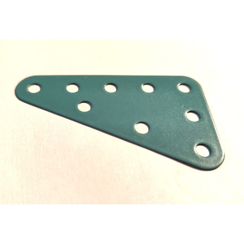 Plaque flexible triangulaire Meccano 5x3 trous bleu vert