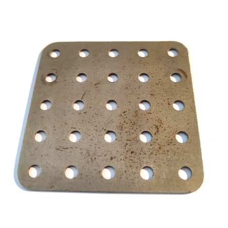 Plaque Meccano sans rebord 5x5 trous nickelée
