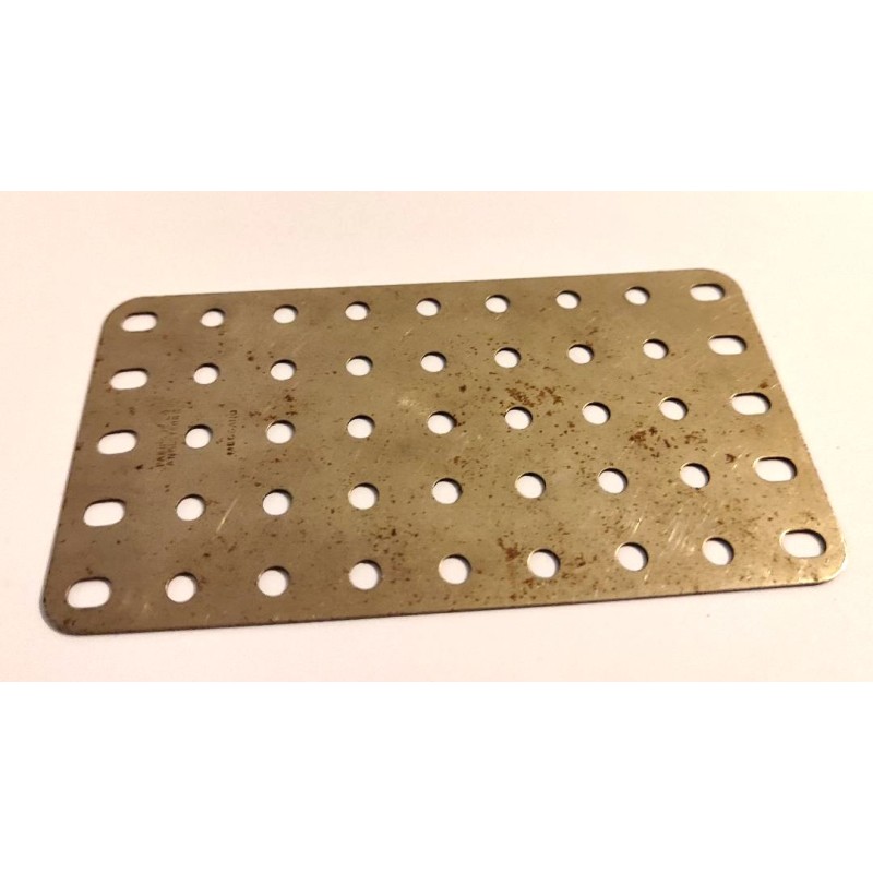 Plaque Meccano sans rebord 9x5 trous nickelée