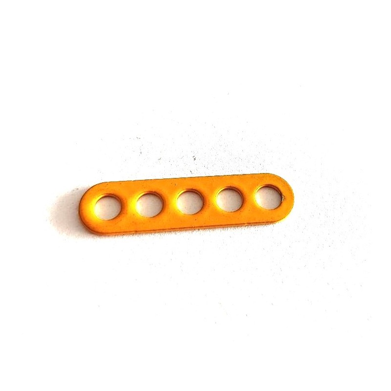 Bande Meccano étroite double perforation, 5 trous, jaune