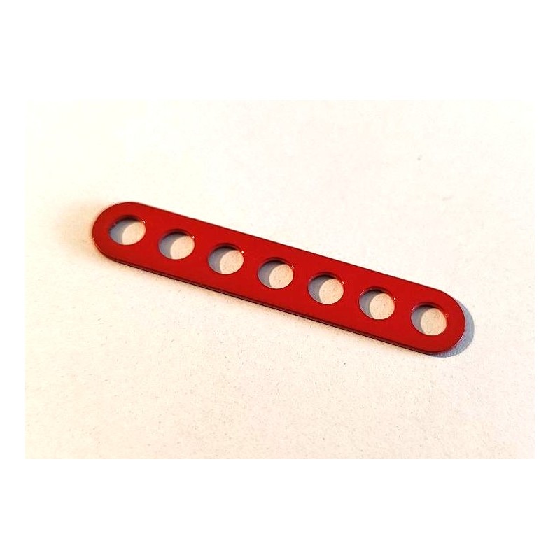 Bande Meccano étroite double perforation, 7 trous, rouge