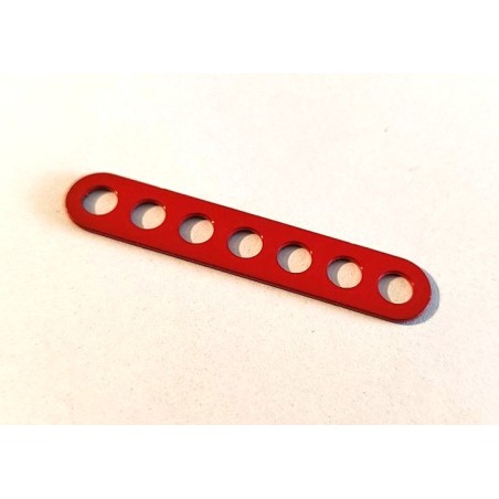 Bande Meccano étroite double perforation, 7 trous, rouge